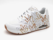 132-09-002 Dames Veterschoenen Sportief Skechers Uno Metallic Love 155523 WTGD Wit Combi (2668)